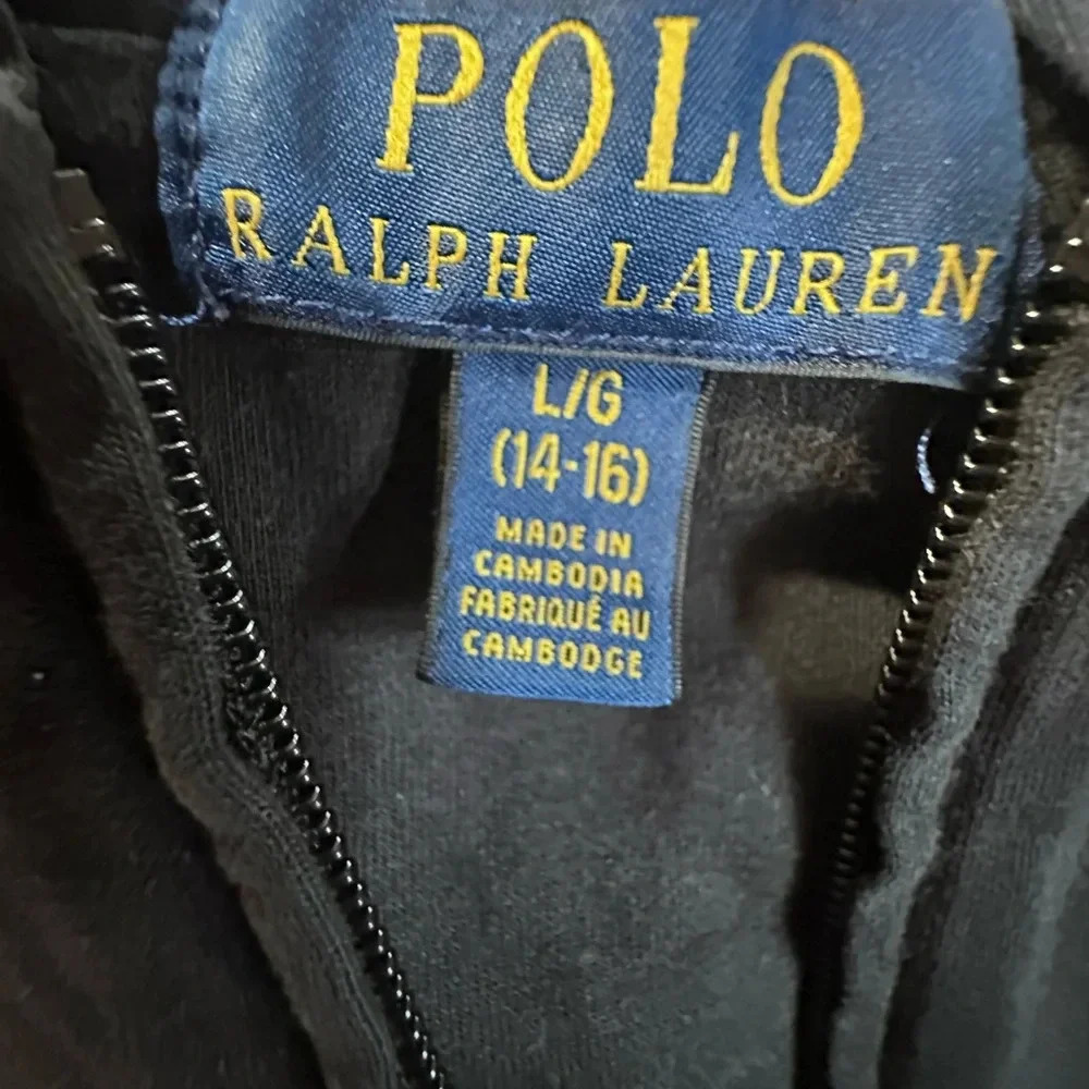 Polo by Ralph Lauren Kids Boys Black Zip-Up Hoodie with Hood and Ribbed Cuffs - Picture 4 of 9